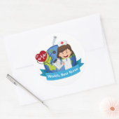 Sticker Rond Meilleure infirmière du monde (Enveloppe)