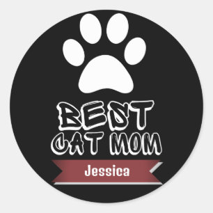 Sticker Rond meilleure maman chatte, maman maman maman personna