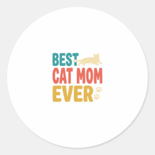Sticker Rond Meilleure Maman de Chat Vintage Design de Amateur