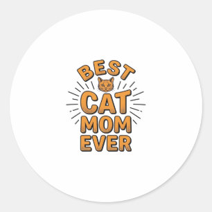 Sticker Rond Meilleure maman de chat vintage design de gravure_