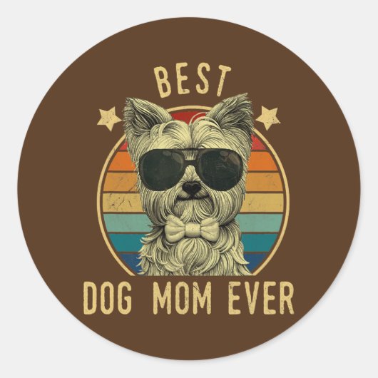 Sticker Rond Meilleure maman de chien jamais (Devant)