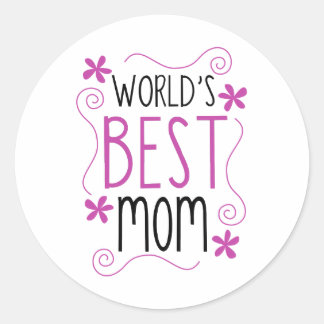 Sticker Rond Meilleure maman du monde des fleurs mignonnes