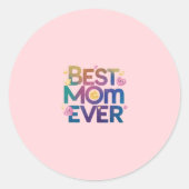 Sticker Rond Meilleure Maman Ever Cœurs & Fleurs (Devant)