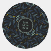 Sticker Rond Meilleure maman jamais élégantes branches florales (Devant)
