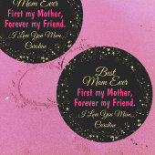 Sticker Rond Meilleure Maman Jamais Noir Élégante Fête des mère