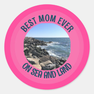 Sticker Rond Meilleure maman jamais photo de l'océan Atlantique