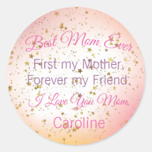 Sticker Rond Meilleure Maman Jour de Script Moderne Garder l'am