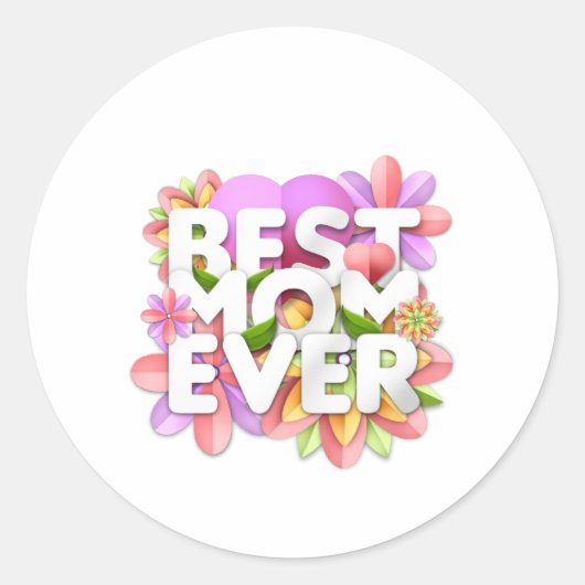 Sticker Rond Meilleure maman pour la fête des mères heureuse (Devant)