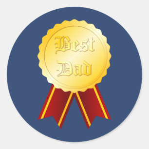 Sticker Rond Meilleure médaille Papa Ruban Fête du Père