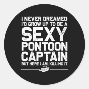 Sticker Rond Meilleure œuvre d'art de capitaine de ponton pour