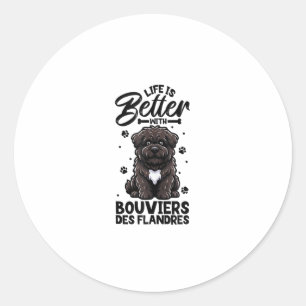 Sticker Rond Meilleure vie avec Bouvier des Flandres
