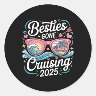 Sticker Rond Meilleures amies en croisière 2025 Filles assortie