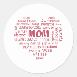 Sticker Rond Meilleures qualités de mère et caractéristiques de