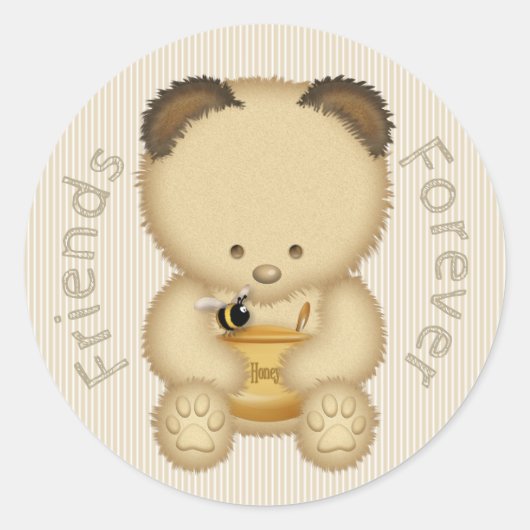 Sticker Rond Meilleurs Amis Mignonne Ours De Miel (Devant)