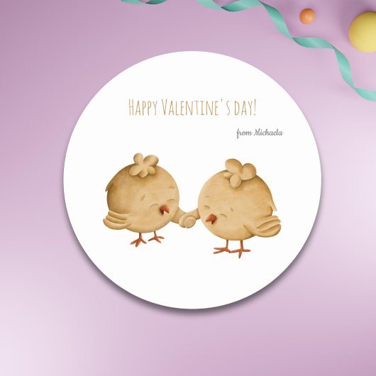 Sticker Rond Meilleurs Amis Oiseaux Saint Valentin