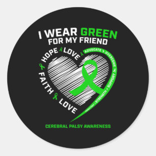 Sticker Rond Meilleurs Cadeaux D'Ami Je Porte Vert Pour Mon Ami