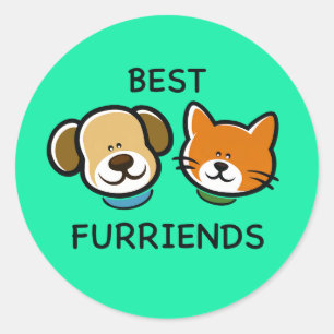 Sticker Rond Meilleurs Furriends – Chien et chat mignons 