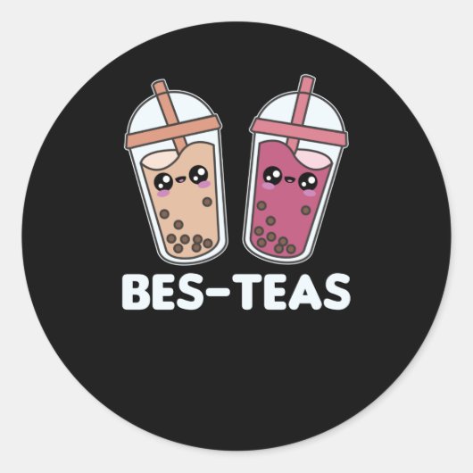 Sticker Rond Meilleurs Thés - Bubble Tea Kawaii Boba Tea Love (Devant)