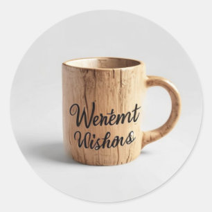 Sticker Rond Meilleurs Vœux : Mug Atelier en Bois Fabriqué à la