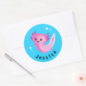 Sticker Rond Mélange bulle rose Axolotl avec nom (Enveloppe)