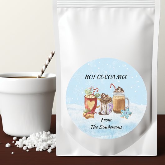 Sticker Rond Mélange de boisson chocolatée chaude de Noël Cadea