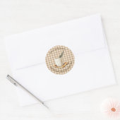 Sticker Rond Mélange de Chocolat Chaud Rustique Noël Gingham Ma (Enveloppe)