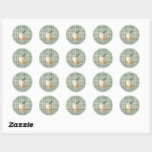 Sticker Rond Mélange de Chocolat Chaud Rustique Noël Gingham Ve (Feuille)