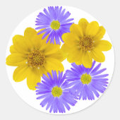 Sticker Rond Mélange de Fleur sauvage jaune violet (Devant)