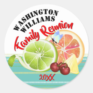 Sticker Rond Mélange de fruits d'agrumes   Réunion familiale