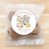 Sticker Rond Mélange de gâteau floral Cute Ingrédients Boulange