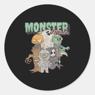 Sticker Rond Mélange de monstres drôles mignons Frankenstein Fi