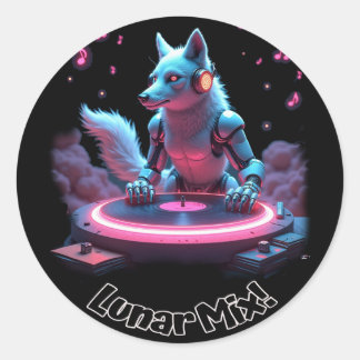 Sticker Rond Mélange lunaire, Beats de loup