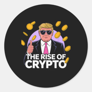 Sticker Rond Mélange Montée De Crypto Bitcoin Trump À La Lune