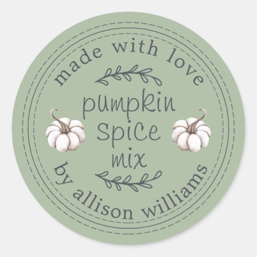 Sticker Rond Mélange rustique fait maison de Pumpkin Spice Vert (Devant)
