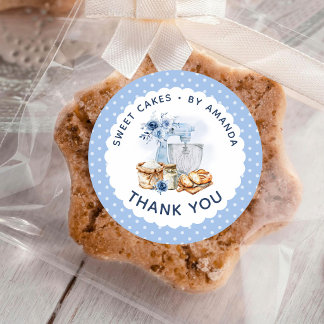 Sticker Rond Melangeur bleu Artisan Boulangerie Maison Merci