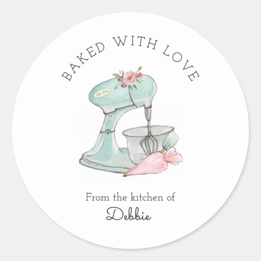Sticker Rond Mélangeur de gâteau rétro (Devant)