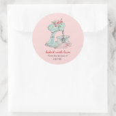 Sticker Rond Mélangeur de gâteaux "Cuit avec amour" rose (Sac)