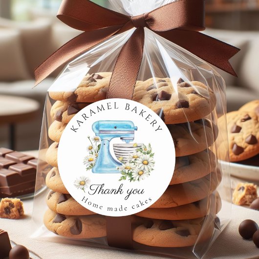 Sticker Rond Mélangeur de soie aquarelle avec marguerites