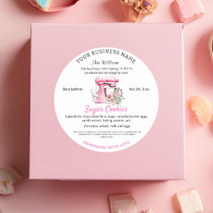 Sticker Rond Mélangeur rose Cottage Food Law Boulangerie Ingréd