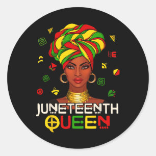 Sticker Rond Melanin Black Queen Femmes Head Wrap Freedom Day