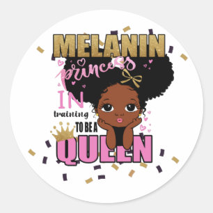Sticker Rond Melanin Princess Training To Be Queen Lilibet Cade