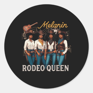 Sticker Rond Melanin Rodeo Queen Black Cowgirl Africaine Améric