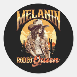 Sticker Rond Melanin Rodeo Queen Country Girl Africaine América