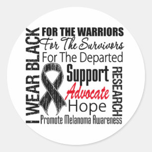 Sticker Rond Melanoma I Wear Black Ribbon TRIBUT