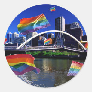 Sticker Rond Melbourne, Australia Pride