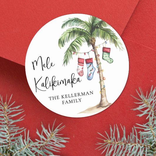 Sticker Rond Mele Kalikimaka Beach Christmas