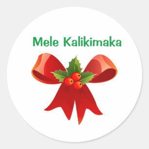 Sticker Rond Mele Kalikimaka Christmas Bow