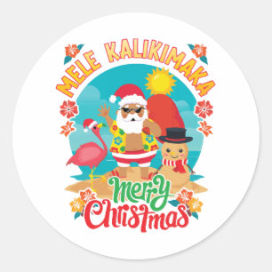 Sticker Rond Mele Kalikimaka pour un joyeux Noël hawaïen