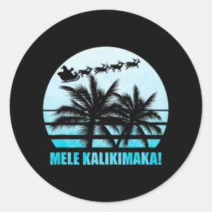 Sticker Rond Mele Kalikimaka Retro Hawaii Famille de Noël Va