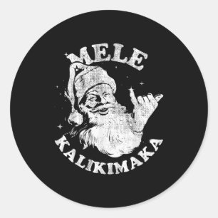 Sticker Rond Mele Kalikimaka Rétro Hawaii Père Noël Aloha Noël